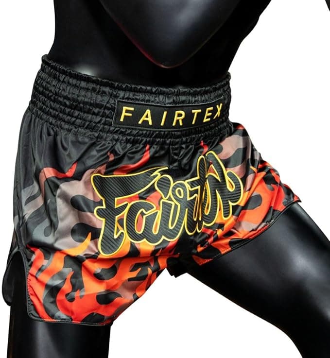 Fairtex Slim Cut Muay Thai Boxing Shorts Black Volcano — image 4