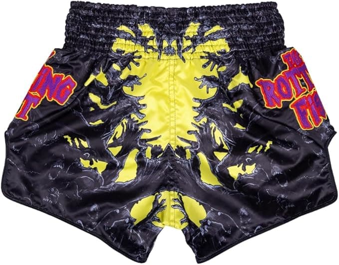 Fairtex Slim Cut Muay Thai Boxing Shorts Rotting Fist-black/Yellow — image 3