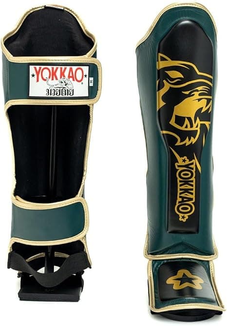 YOKKAO Muay Thai Designer Shin Guards Forest Green — image 4