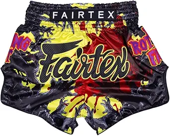 Fairtex Slim Cut Muay Thai Boxing Shorts Rotting Fist-black/Yellow