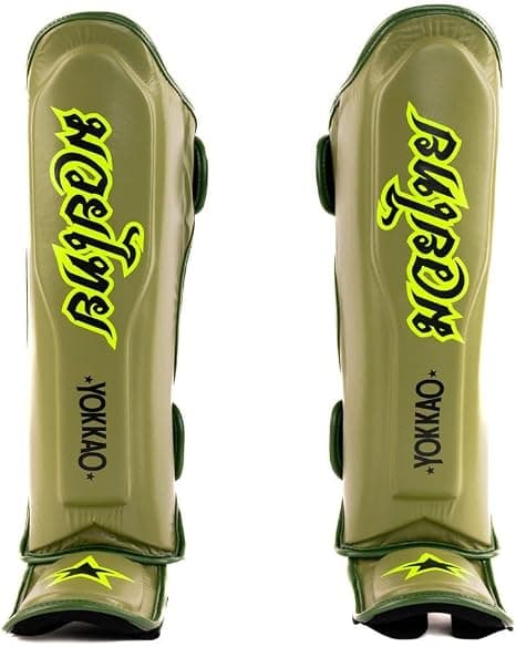 YOKKAO Muay Thai Designer Shin Guards  Late Show Olive