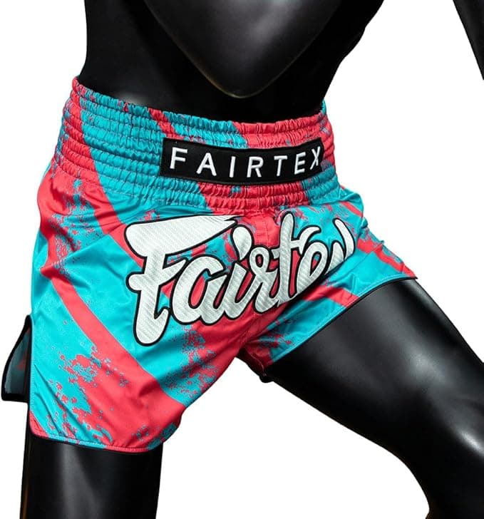 Fairtex Slim Cut Muay Thai Boxing Shorts Pink/Blue — image 4