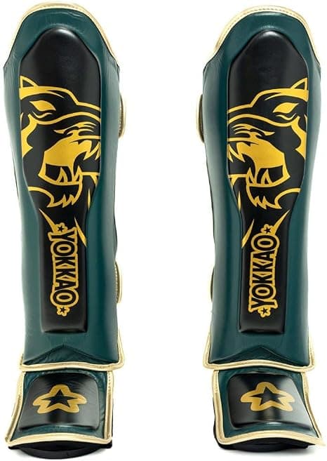YOKKAO Muay Thai Designer Shin Guards Forest Green