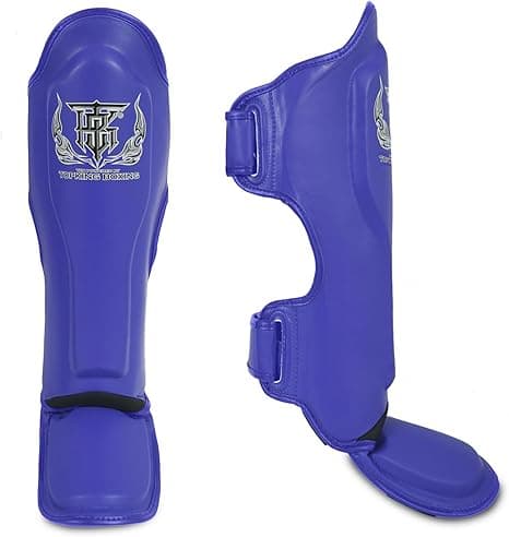 Top King New Pro Leather Shin Guards Blue