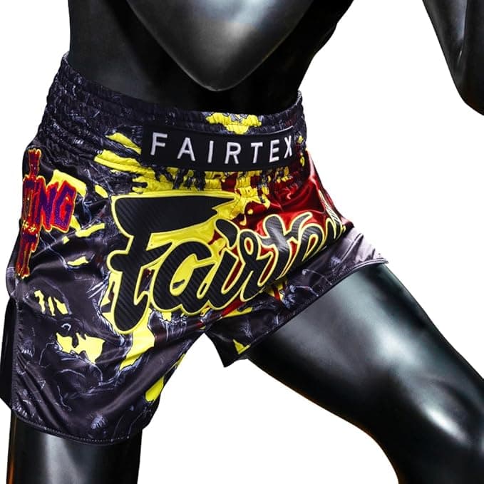 Fairtex Slim Cut Muay Thai Boxing Shorts Rotting Fist-black/Yellow — image 4