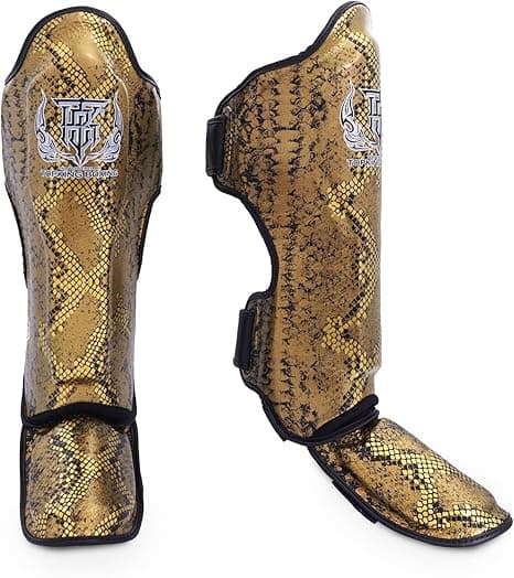 Top King New Pro Leather Shin Guards  Black/Gold