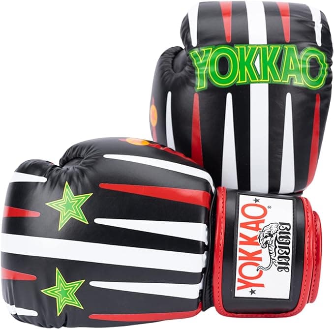 YOKKAO Design Breathable Muay Thai Boxing Glove Redgammon Black