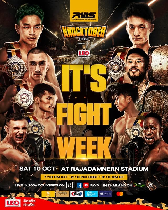 RWS KNOCKTOBERFEST Opens Saturday with Four Championship Fights at Rajadamnern Stadium
